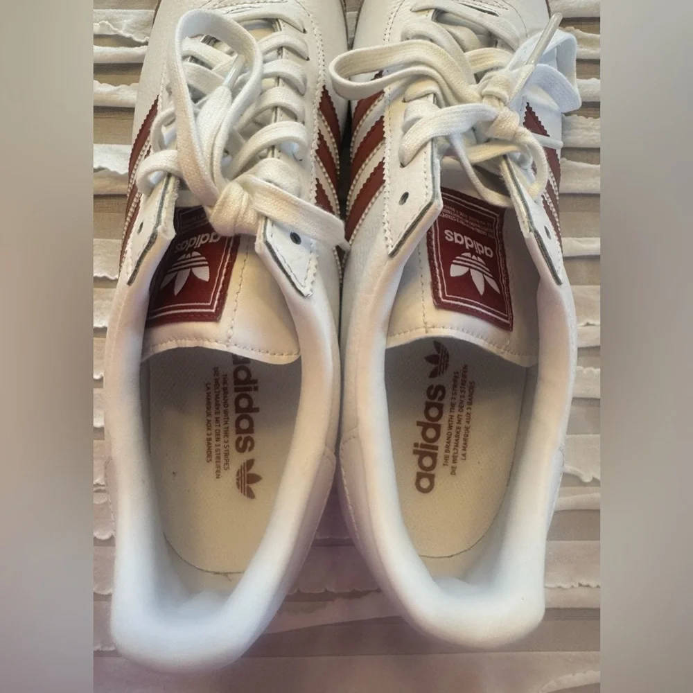 Original Adidas Samoa Sneakers White Ruby Red Burgundy Low Profile Sneaker Sz 11